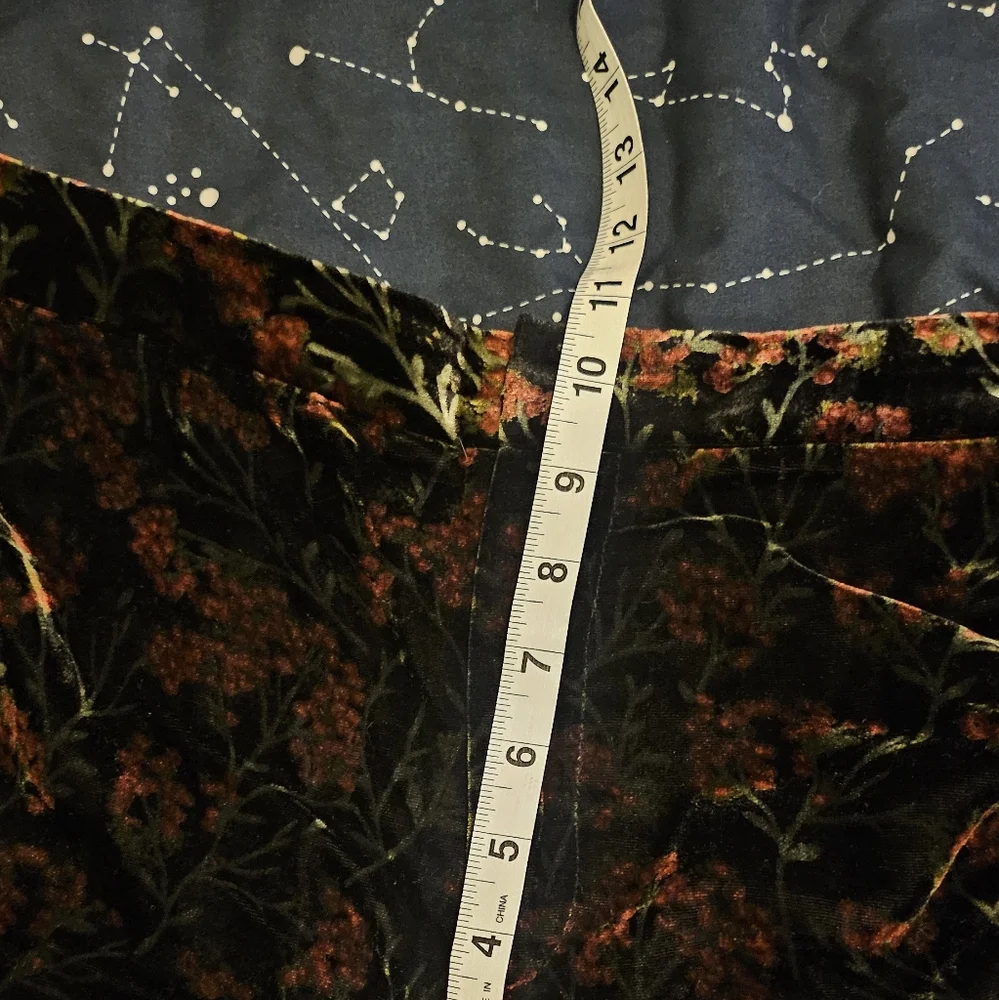 Zara The Charlotte Pant Flare Black Red Floral Velvet Sz S - Picture 10 of 10